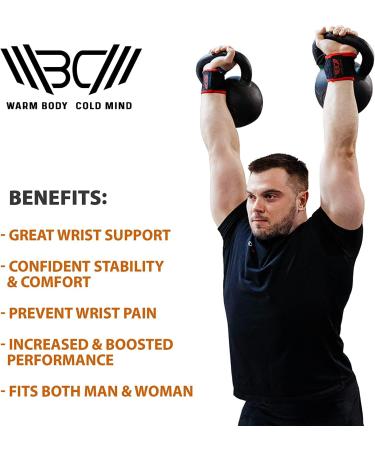 WARM BODY COLD MIND Premium Velcro Weight Lifting Wrist Wraps for Crossfit Powerlifting Deadlift Gym Workout - Heavy-Duty Wrist Support with Thumb Loop - Buy Online on GoSupps.com
