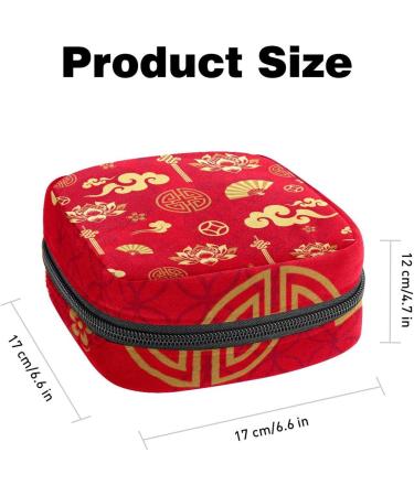 GIAPB Period Bag - Chinese Elements Red Color | Sanitary Napkin & Makeup Storage Pouch - Buy Online on GoSupps.com