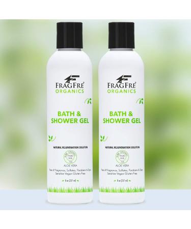 FRAGFRE Organic Shower Gel 2/Pack - Fragrance Free Sulfate Free Parabens Free - for Itchy Dry Sensitive Skins - 8 oz - Gluten Free Vegan Cruelty Free - Organic Aloe Vera Bath Shower Gel - pure Natural - Buy Online on GoSupps.com