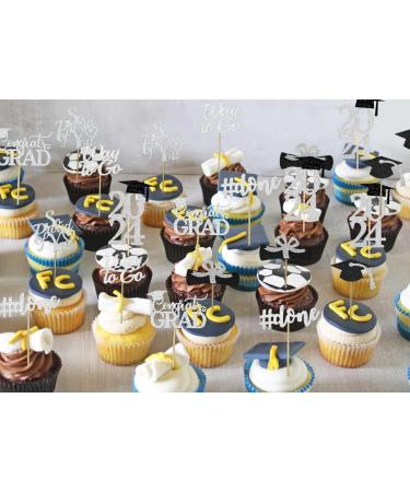 Graduation Cupcake Toppers 2022 Silver Glitter Class of 2022 Cupcake Toppers Supplies Class of 2022 Congrats Grad Cap Diploma Cupcake Picks for Graduation Party Decorations 2022 Silver and Black - Buy Online on GoSupps.com