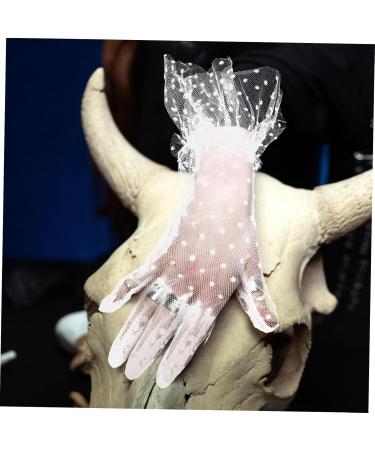 Beaupretty Short Lace Gloves 1 Pair Black Gloves Prom Accessories Tea Party Bridal Mesh Gloves Opera Gloves Hollowed-out Gloves Vintage Gloves for Woman Lace Dots Bride White 27.5x13x0.1cm - Buy Online on GoSupps.com