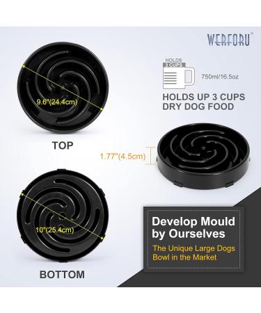 Large Pet Slow Feeder Dog Bowl - Interactive Puzzle Feeding Bowl for Healthy Eating - Non-Skid Bloat Stop Design in Black - Buy Online on GoSupps.com