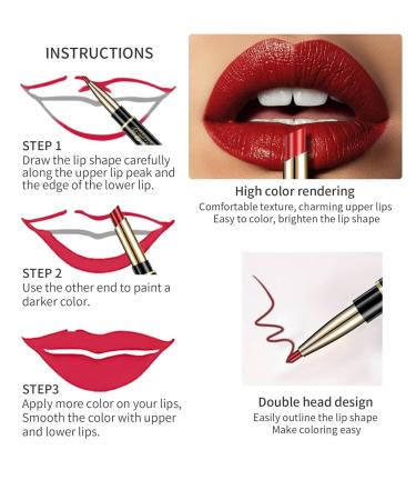 Double Ended Lipstick & Lip Liner Set - Matte Waterproof Moisturizing 2-in-1 for Women - Buy Online on GoSupps.com