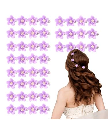 SOVOEY 30pcs Purple Hair Accessories - Small Purple Flower Hair Clips Mini Barrettes Cute Hair Pins Wedding Hair Decorative for Girls Women