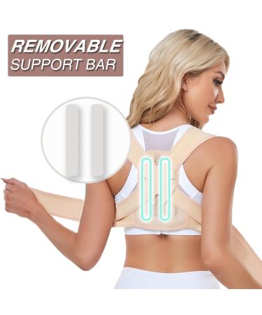 Posture Corrector for Women & Men | Adjustable Back Support Brace for Instant Pain Relief | Breathable Design - S/M Nude - Buy Online on GoSupps.com