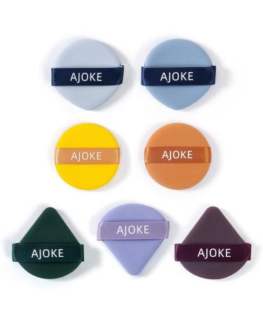 AJOKE 7Pcs Triangle powder puff  round powder puff  special sponge powder puff for liquid foundation  air cushion powder puff combination set  dry and wet makeup powder puff tools (starry sky Series)