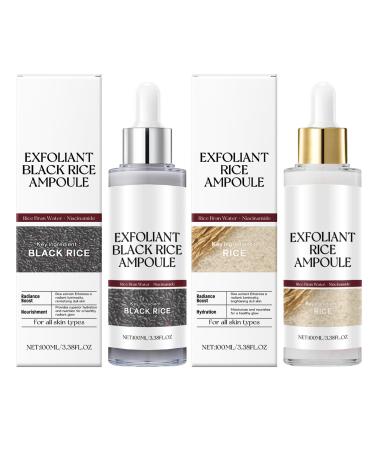 QGuoJie Gentle rice scrub solution black and white rice ampoule duo for face and body moisturizing pore reducer all skin types gentle peeling 100 ml white + Black Rice White+Black Rice