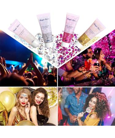  VIVIIHOO Glitter face makeup kit - 6 colors of thick iridescent glitter for nails eyes lips hair and body - Easy to apply and remove. Ideal - Buy Online on GoSupps.com