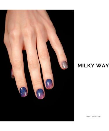 NAILOG Semi Cured Gel Nail Strips 34 pcs Salon-Quality Gel Nail Stickers Long Lasting Nail Wraps for Women with Soft Gel Finish Milky Way - Buy Online on GoSupps.com