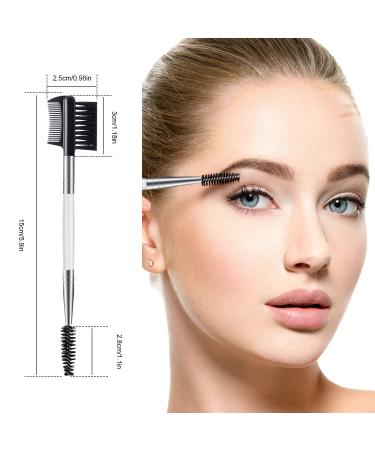 3 Pcs Dual-Head Eyebrow & Eyelash Grooming Brush Set - White - for Women & Girls - Buy Online on GoSupps.com