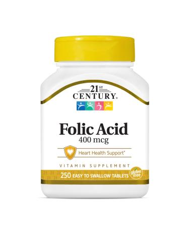 21st Century Folic Acid 400 mcg 250 Easy to Swallow Tablets