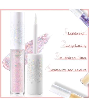 Erinde Liquid Glitter Eyeshadow Set - 4PCS | Pigmented, Long Lasting, Quick Drying | Korean Eye Makeup with Under Eye Shadow Bling | Easy to Apply & Loose Glitter Glue included - Buy Online on GoSupps.com