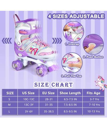 Kids Adjustable Roller Skates with Light-Up Wheels | Purple | Sizes J10-J13 to 3-6 | Ideal for Girls and Teens | Outdoor Skating for Beginners & Advanced | Ages 4-7 - Buy Online on GoSupps.com