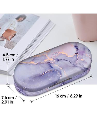 Fintie Hardcase Glasses Case & Contact Lens Container - Double-Sided Travel Set with Mirror - Purple Marble Design - Buy Online on GoSupps.com
