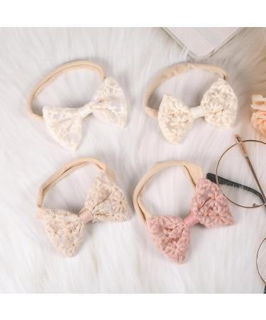 Euioovm Baby Girl Hair Bands - 4 Pack Bow Headbands for Toddlers | Embroidered & Printed Nylon Headgear - Buy Online on GoSupps.com