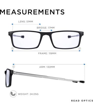 Read Optics Foldable Reading Glasses 2.5 - Portable Anti Blue Light Spectacles with Protective Clear Lens for Men & Women | Compact & Stylish Design for PC Phone Gaming - Buy Online on GoSupps.com