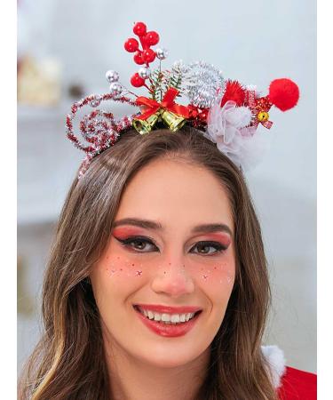 IYOU Christmas Hat Headband Red Bell Berry Hair Bands Xmas Festival Hair Accessories for Women and Girls - Buy Online on GoSupps.com