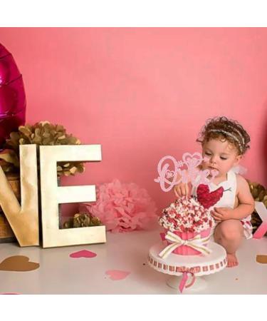 Gyufise 1Pc Happy Valentine's Day First Birthday Cake Topper Glitter Heart Arrow Valentine One Cake Topper Decorations for Valentine Theme Kids Birthday Party Supplies Pink Pink-4 - Buy Online on GoSupps.com
