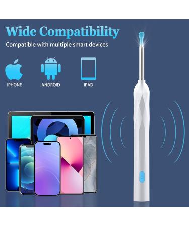 1920P HD Ear Wax Removal Tool with Camera | Soft Silicone Ear Scoop | 6 LED Lights | Compatible with iPhone, iPad, Android | White - Buy Online on GoSupps.com