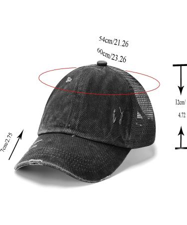 Criss Cross Washed Distressed Baseball Cap - Black Ponytail Hat for Women - Buy Online on GoSupps.com