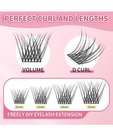 100PCS Lash Clusters - Wispy D Curl Eyelash Extensions | Fluffy Natural Volume Reusable DIY - 10-16mm Mix - Buy Online on GoSupps.com
