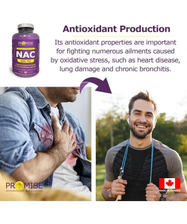 Promise NAC - 600mg N-Acetyl-L-Cysteine 200 Capsules- For Lung Liver Immune Support Anti-Inflammatory - Promoted Glutathione Synthesis Highly Potent - Made In Canada GMO Dairy and Gluten-Free - Buy Online on GoSupps.com