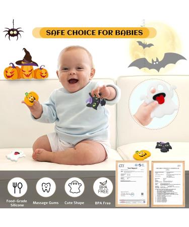 Rayshie Silicone Baby Teether Toy 2-Pack - BPA Free Teething Toy for Infants 3+ Months - Halloween Baby Chew Toys for Soothing Sore Gums - Gift for Newborn Boy and Girl - Dust Blue - Buy Online on GoSupps.com
