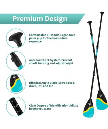 LitGreen Lightweight Stand-up Paddle Oars - 3 Section Adjustable Fiberglass SUP Paddles for Surfing - Buy Online on GoSupps.com