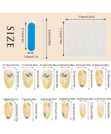 NICENEEDED Summer Press on Nail Medium Lemon Fake Nails Alomnd Yellow Full Cover False Nail Sticker on Nail Detachable Nail Tips French Tip Stick on Nails for Women and Girls - Buy Online on GoSupps.com