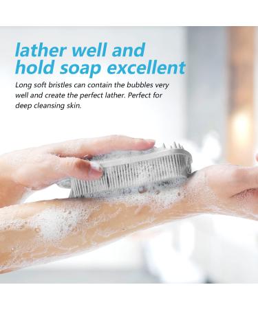 Exfoliating Silicone Body Scrubber and Hair Scalp Massager - 2-in-1 Bath Brush for Men, Women, and Babies - Gentle Skin Care - Easy to Clean - Lathers Nicely - Hygienic - Gray - Buy Online on GoSupps.com