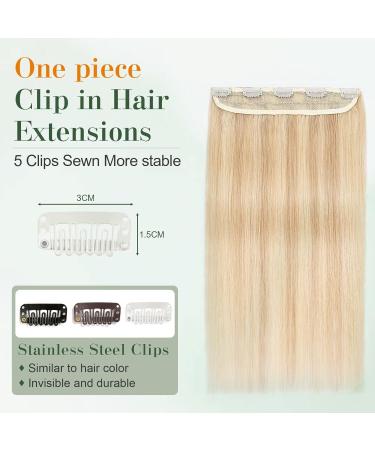 Benehair Clip in Human Hair Extensions Natural Real Hair Clip in 20Inches 50g Hair Extensions Clip In One Piece 5 Clips Human Hair Extension with Clip for Women Blonde Mixed Bleach Blonde #18P613 - Buy Online on GoSupps.com