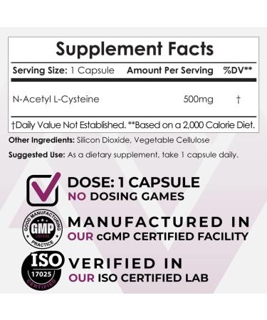Nootropics Depot N-Acetyl L-Cysteine 500mg Capsules | 180 Count | Liver Support, Cellular Health, Glutathione Boost - Buy Online on GoSupps.com