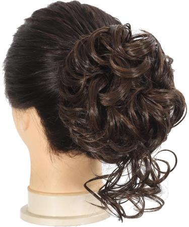 Light Brown Claw Clip Messy Bun Hairpiece | Wavy Curly Chignon Updo | Synthetic Hair Ponytail for Women - Buy Online on GoSupps.com