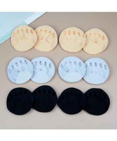 6 Pairs Invisible Cotton Toe Socks & Cushions for Metatarsalgia - Pain Relief Insoles for Men & Women - High Heel Pillows Shoe Inserts in Black Gray Skin Color - Buy Online on GoSupps.com