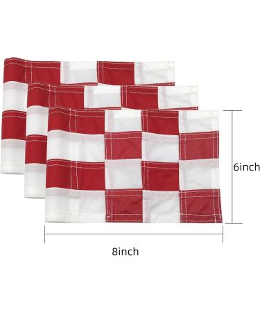 Checkered Golf Flags 8x6 Mini Putting Green Flags - 3 Pack Red/White Pin Flags | 420D Nylon Yard, Indoor, Outdoor Backyard Garden Flags - Buy Online on GoSupps.com