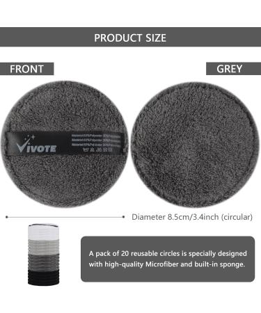 Vivote Microfiber Washable Cotton Pads - 20 Reusable Snack Towels for Facial Cleaning & Skincare | Soft & Color Mixture with Laundry Bag - Buy Online on GoSupps.com