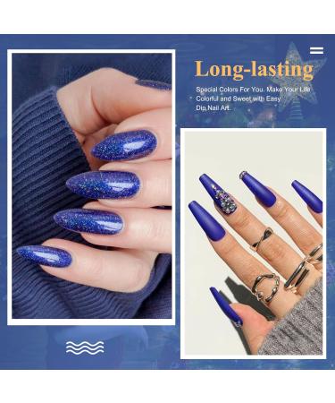 6 Colors Dip Powder Set - Royal Blue Glitter Nail Art for DIY Manicure | Glossy Finish - Perfect Gift for Ladies - Buy Online on GoSupps.com