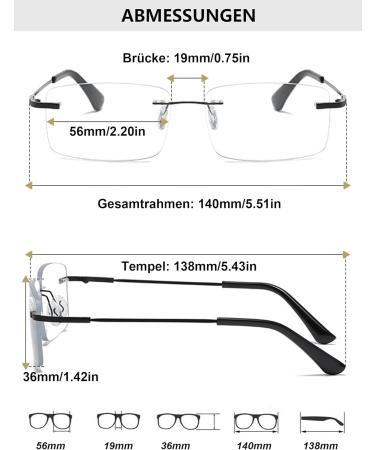 Buy Lanomi Frameless Photochromic Varifocal Reading Glasses for Men & Women - Blue Light Filter Borderless Intelligent Self-Tinting Multifocal - 1.5x Black Titan - Buy Online on GoSupps.com