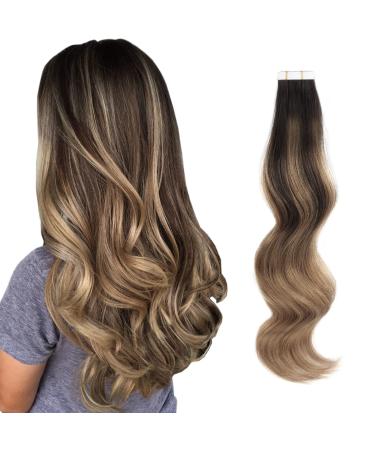 Depending on the amazing beauty hair tape in hair extensions made of real hair balayage extensions tape double-sided real remy human hair skin weft 50g 20 pieces of chestnut brown with deep dark brown #b2-6 50 cm #b2-6 - Buy Online on GoSupps.com
