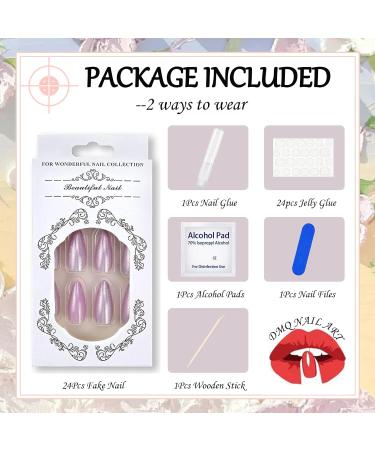 Oval Purple Glitter Short Fake Nails - 24Pcs with Nail Glue | Almond Glossy Press On Nails for Women - Stiletto Stick On Nails for Nail Art #LS - Buy Online on GoSupps.com
