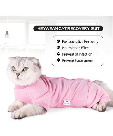 Heywean Post-Surgery Recovery Suit for Cats - Long-Sleeved Medical Shirt | Anti-Trim Alternative to Neck Collars | Pink - Buy Online on GoSupps.com