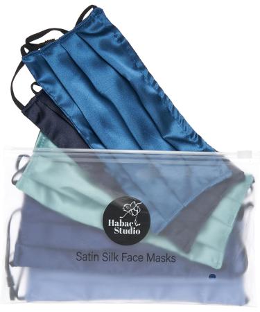 HABAC STUDIO Pack of 5 Satin Silk Face Masks Reusable Cover Bandana Balaclavas Face Masks Washable UK Black Face Mask with Nose Wire Pleated Face Mask for Women Men Adjustable. Blues - Buy Online on GoSupps.com