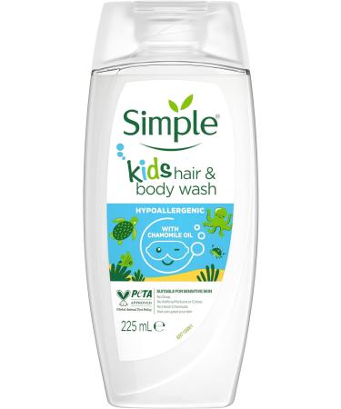 Simple Kind to Skin Kids Hair Shampoo & Body Wash Hypoallergenic Shower Gel with natural lavender & chamomile oil for your child's sensitive skin 6x 225 ml - Buy Online on GoSupps.com