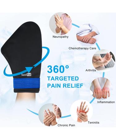 SuzziPad Upgraded Cold Therapy Socks with 6 Gel Packs - Large Hand Ice Pack Wrap for Pain Relief and Neuropathy - Buy Online on GoSupps.com