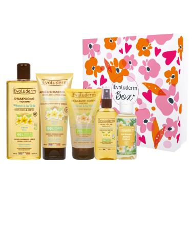 EVOLUDERM – Monoï Body & Hair Gift Set – 5 products – Natural Origin – Vegan – Made in France – Gift Idea for Christmas, Birthday, Mother’s Day (Rosèa)