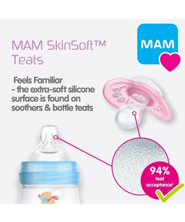 MAM Easy Active Baby Bottle Twin Pack - Fast Flow Size 3 Teats 330ML Blue - Ideal for Baby Feeding - Buy Online on GoSupps.com
