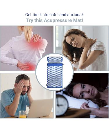 BRRIVER Acupressure Mat Set - Acupuncture Mat & Pillow with Massage Stick Blue Washable & Portable for Yoga Relaxation & Massage - Buy Online on GoSupps.com