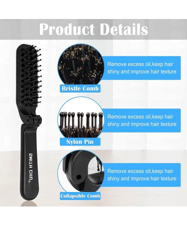 Travel Hair Brush - Mini Folding Pocket Brush for Women & Men - Ideal for Any Hairstyles and Beards - 1PCS-Black - Buy Online on GoSupps.com