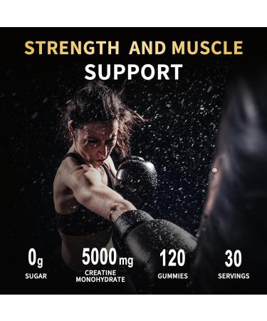 Creatine Monohydrate Gummies 5000mg for Men & Women - Sugar Free Pre-Workout Supplement, Chewables for Muscle Strength, Muscle Builder, Energy Boost, Mixed Berry Flavor, 120 Count Mixed Berry Flavor 1 Count (Pack of 120) - Buy Online on GoSupps.com