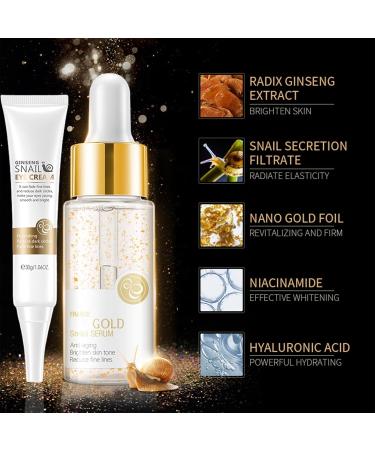 Snail Mucin Essence & Snail Eye Cream with Red Ginseng Face Moisturiser with Hyaluronic Acid Serum Niacinamide Serum Facial Serum for Hydrating Anti-Wrinkle Reduce Dark Circles Under Eyes - Buy Online on GoSupps.com